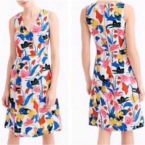 J.Crew‎ Floral V-Neck Fit & Flare Mini Dress - Lyocell Linen Blend - Size 0